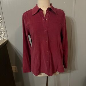Geoffrey Beene Sport Burgundy Pink Faux Suede Long Sleeve Blouse (Women's 14)